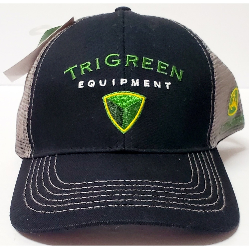John Deere Trucker Cap Tri Green Equipment Black Gray Green Hat NWT Mesh Adjust